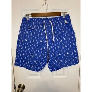 Polo Ralph Lauren Swim Trunks Board Shorts Mens Medium Blue Sailboat Print